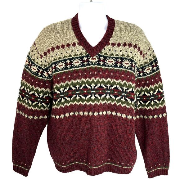 Vtg Abercrombie & Fitch Mens Nordic Fair Isle Sweater Size XL Chunky Knit Wool - Picture 14 of 14